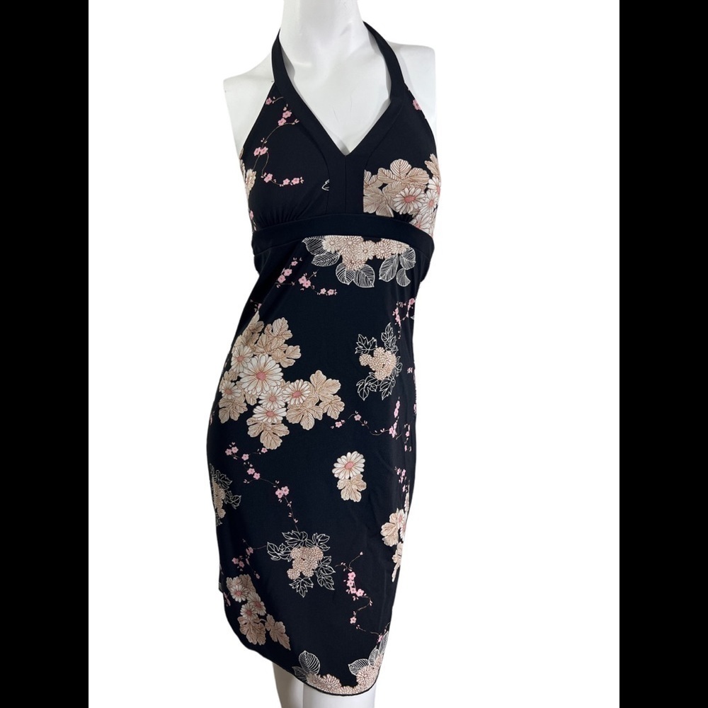 Byer Too Black Floral Mini Halter Dress Small